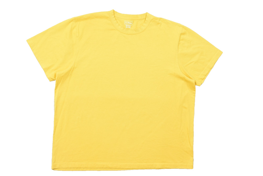 LL Bean Mens XXL Regular Yellow Short Sleeve T-Shirt 100% Cotton Traditional Fit